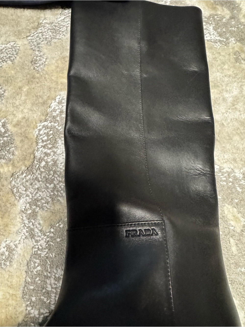 NEW!!! Prada Black Leather Knee-High Block-Heel Boots SZ 9 - Picture 3 of 7